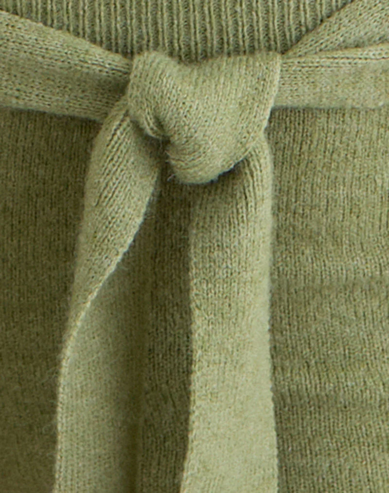 Jarona Hot Pant with Tie Belt in Knit Olive - Image 7