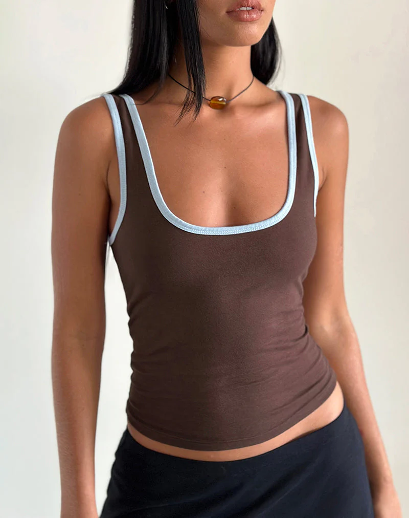 Jastiya Top in Braun mit Nantucket Blau Bindung - Image 5