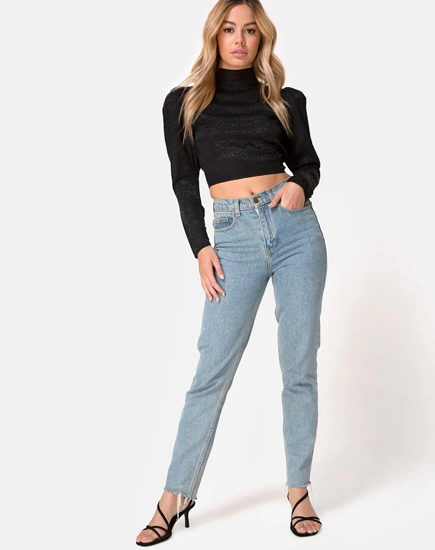 Jasty Crop Top aus Satin Cheetah Schwarz - Image 3