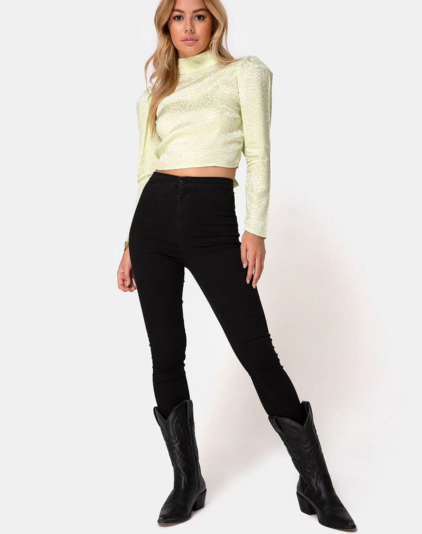 Jasty Crop Top aus Satin Gepard Pistazie - Image 3