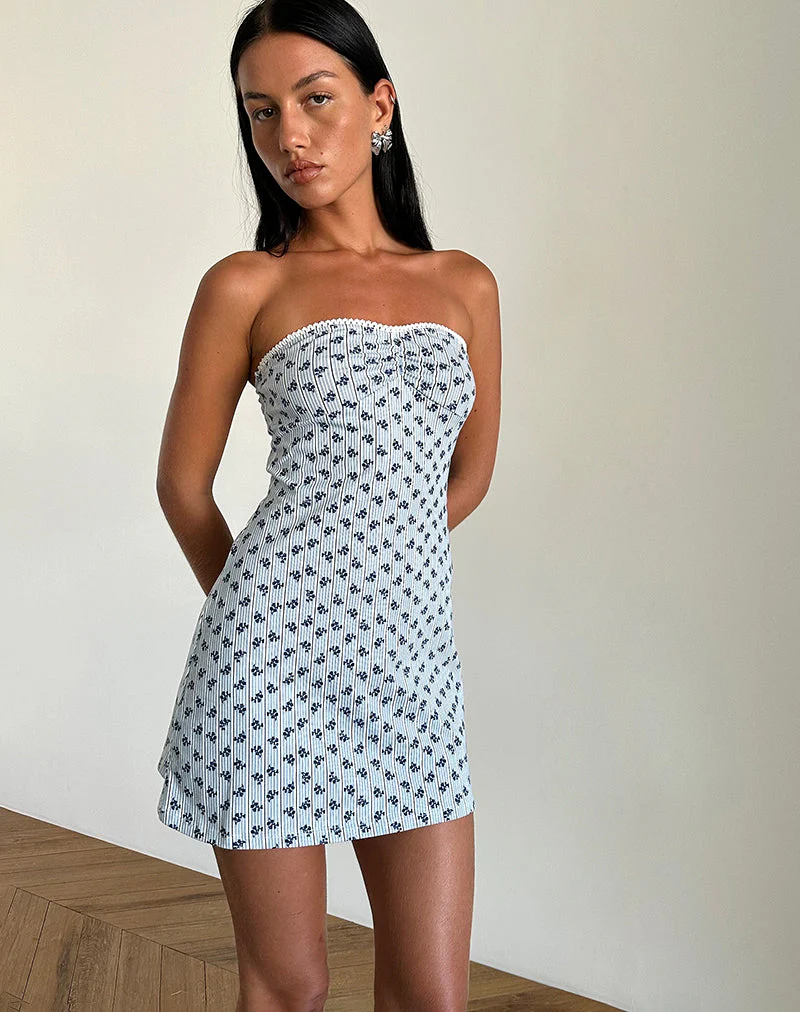 Javaya Bandeau-Minikleid mit floralen Streifen - Image 2