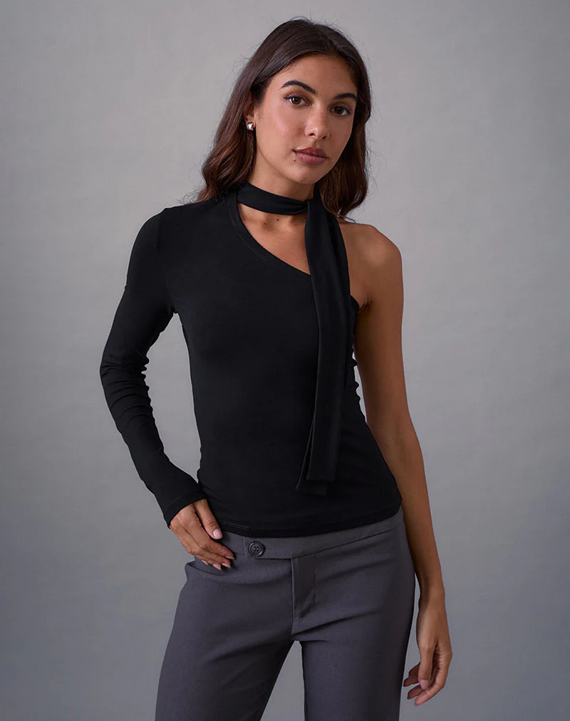 Jayahe Einärmeliges Top aus Rayon Jersey Schwarz