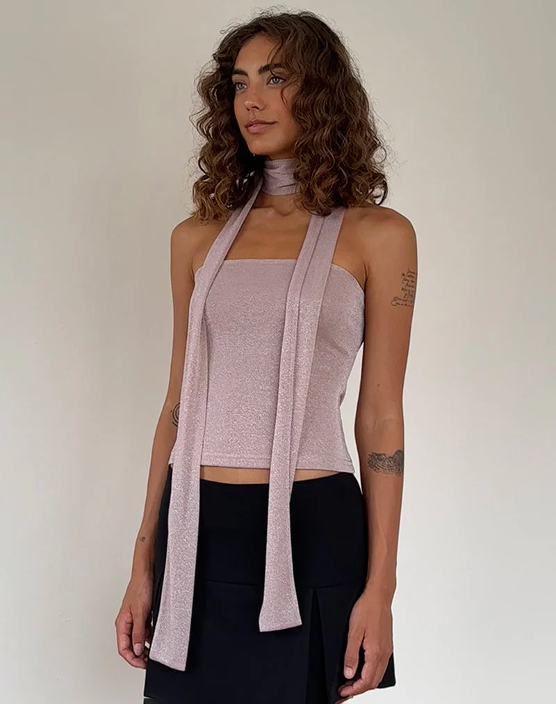 Jeldia Bandeau-Top und Schal-Set in Rosa Schimmer - Image 3