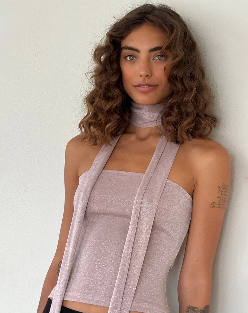Jeldia Bandeau-Top und Schal-Set in Rosa Schimmer - Image 4