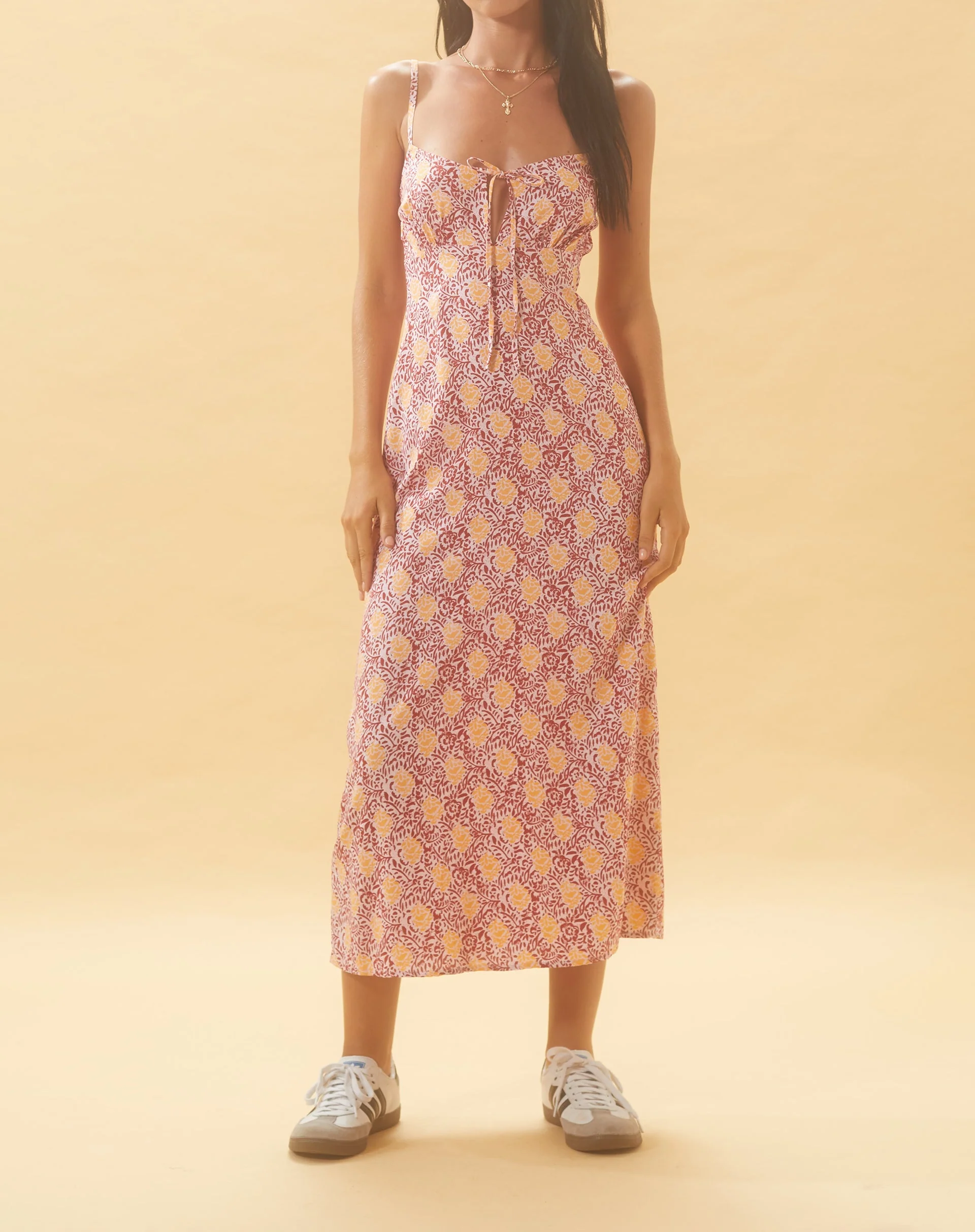 Jelika Midikleid in Bohemian Batik Maroon Pfirsich - Image 4