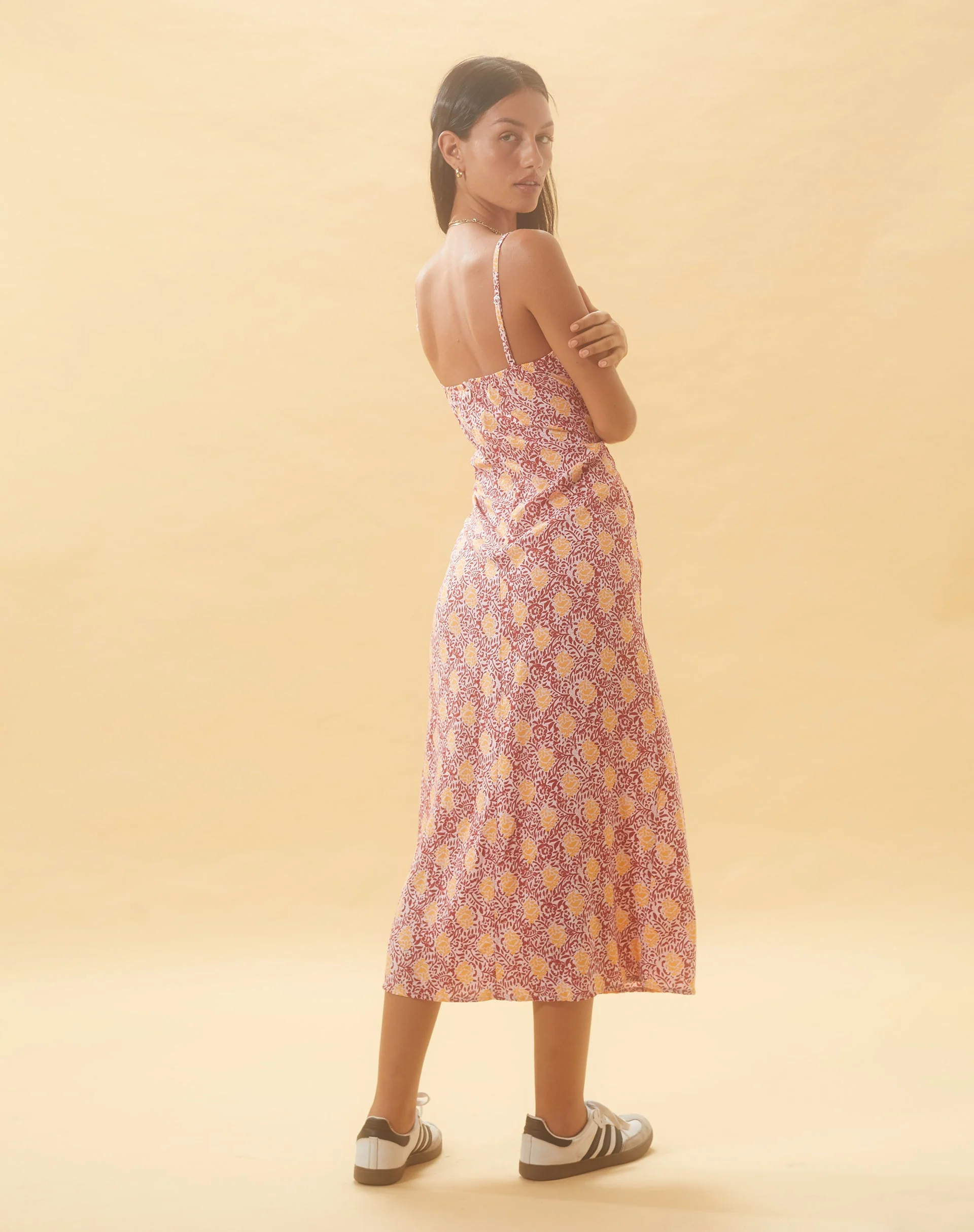 Jelika Midikleid in Bohemian Batik Maroon Pfirsich - Image 5