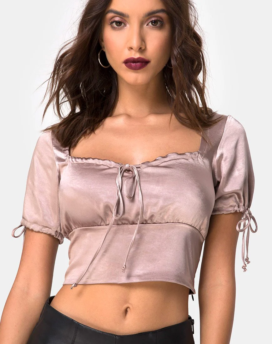 Jene Top in Satin Nerz