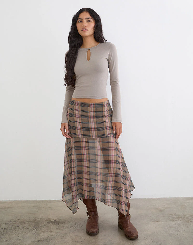 Jenji Long Sleeve Top with Pearl Button in Moon Rock - Image 2