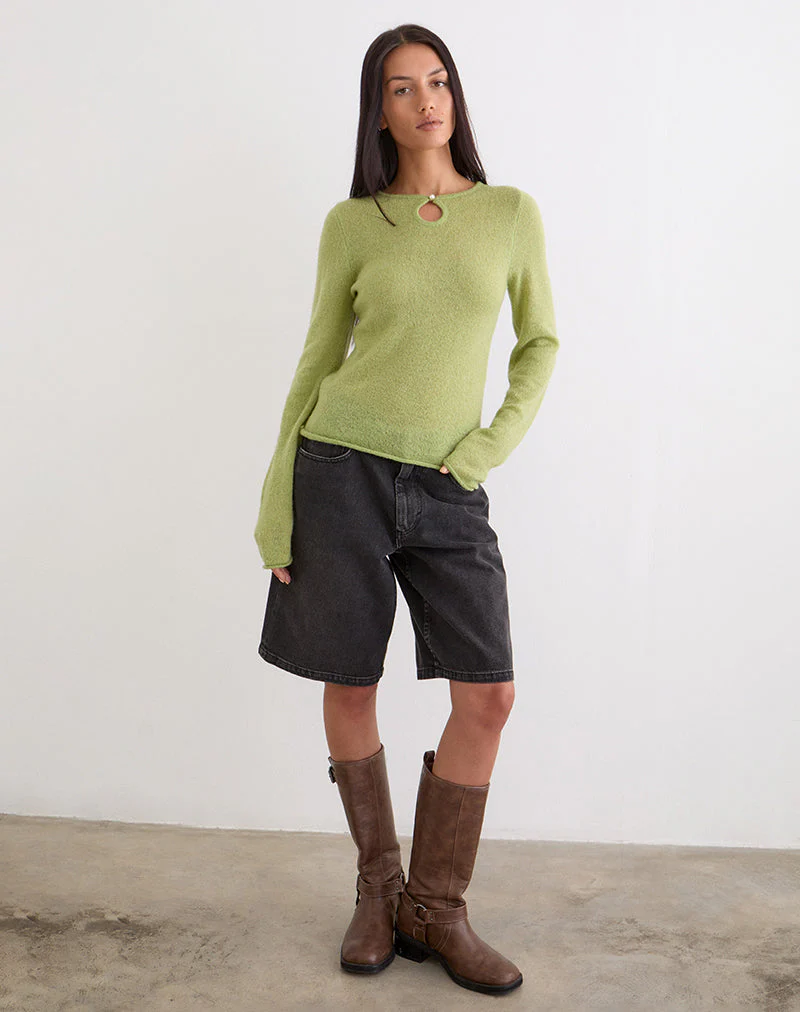 Jenya Long Sleeve Top in Knit Sage - Image 2