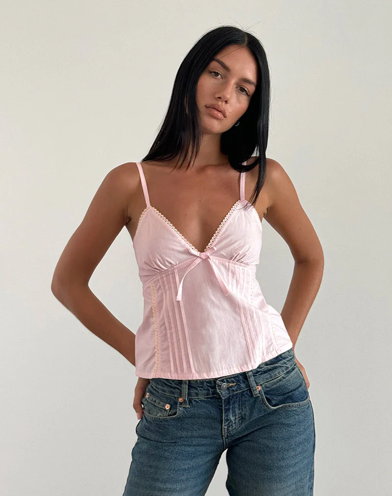 Jepuni Cami Top aus hellrosa Popeline