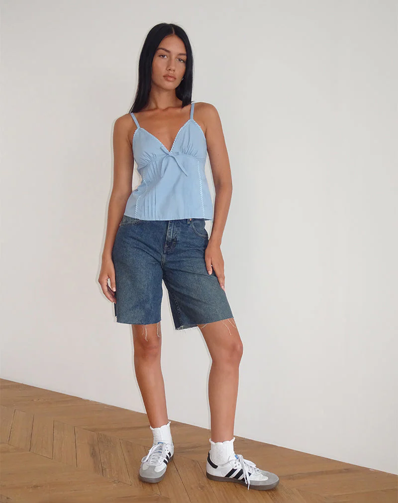 Jepuni Cami Top aus blauer Popeline in Nantucket - Image 2