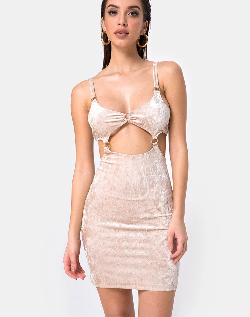 Jezabel Kleid aus Crushed Velvet Creme