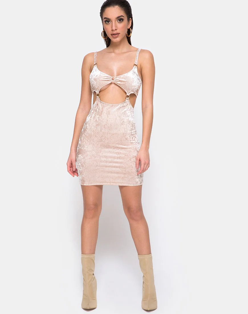Jezabel Kleid aus Crushed Velvet Creme - Image 3
