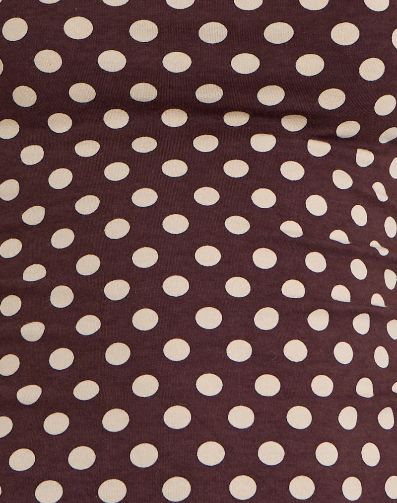 Jinalo Sweetheart Top in Braun mit kleinen cremefarbenen Polka-Prints - Image 7