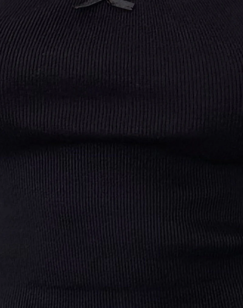 Jinila Top in Schwarz mit Spitzenbesatz und Schleife - Image 6