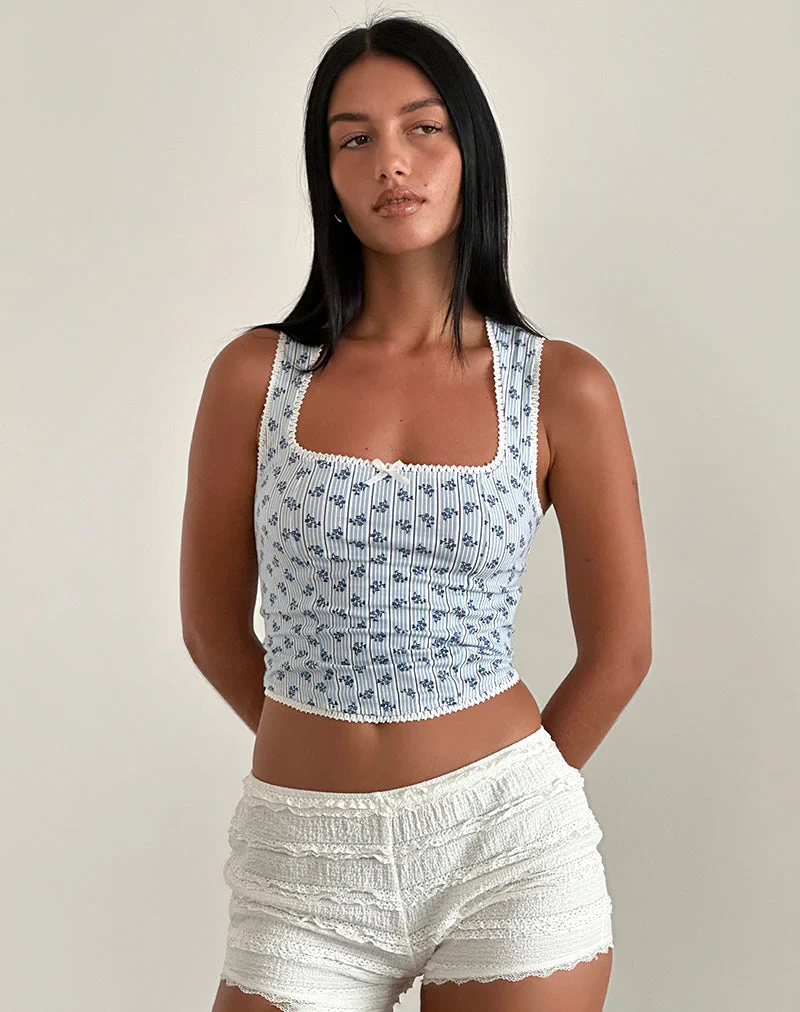 Jinisia Korsett-Top mit floralen Streifen