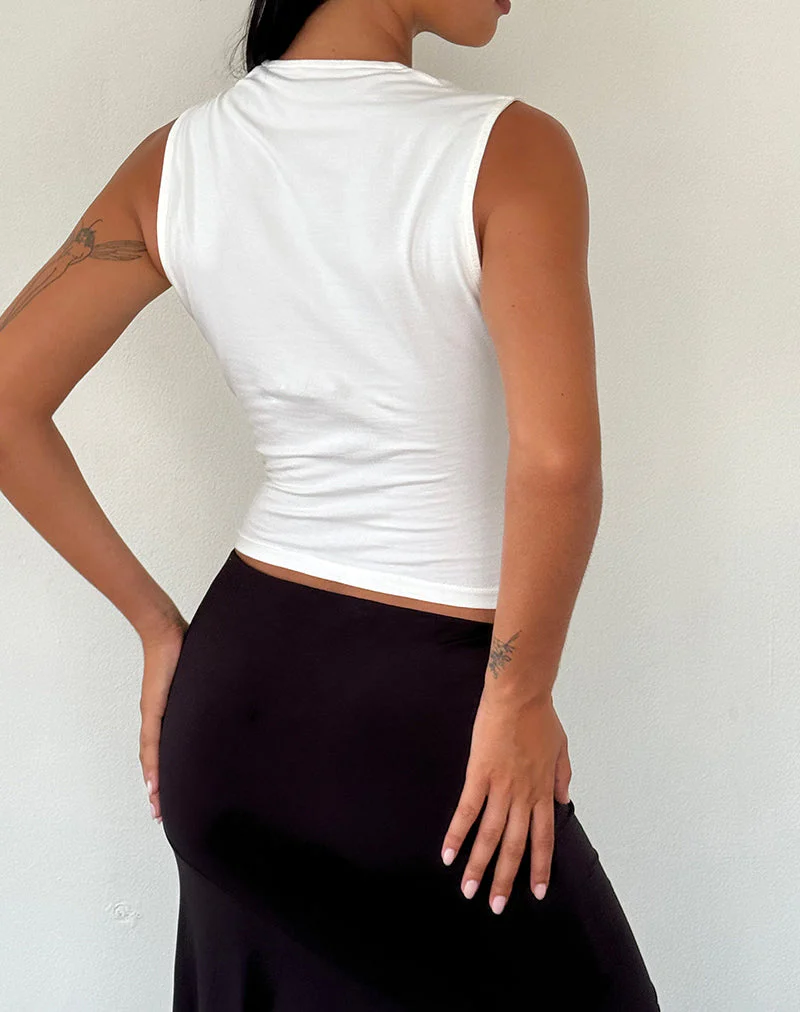 Jiniso Crop Top in Off White mit schwarzen Schleifen - Image 5