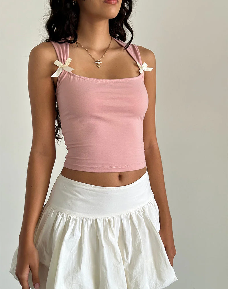 Jiniso Crop Top in Pink Lady mit elfenbeinfarbenen Schleifen - Image 2