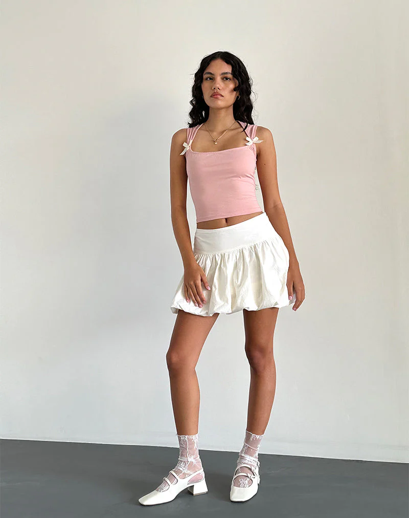 Jiniso Crop Top in Pink Lady mit elfenbeinfarbenen Schleifen - Image 5