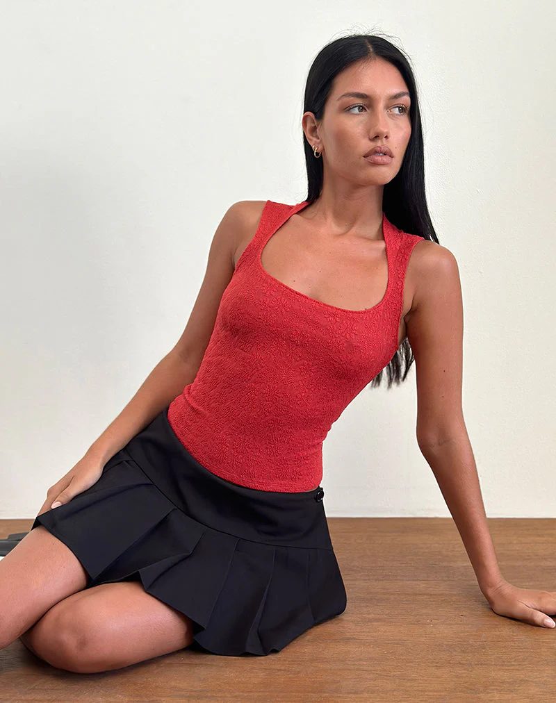 Jinsu Top aus strukturiertem Stretch Rot - Image 2
