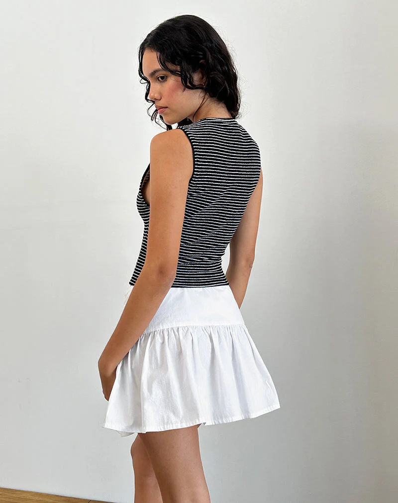 Jinsu Top in Schwarz-Weiß gestreift mit Picot-Besatz - Image 4