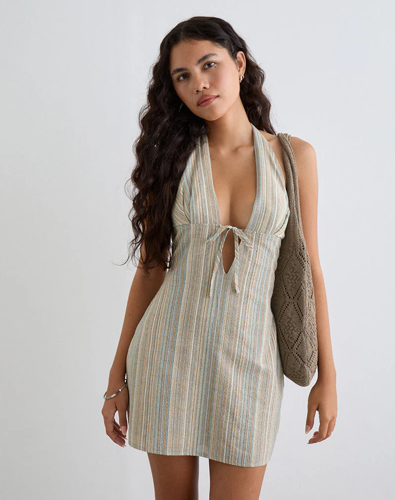 Jioner Minikleid in Gelb gestreift mit Innenfutter - Image 3