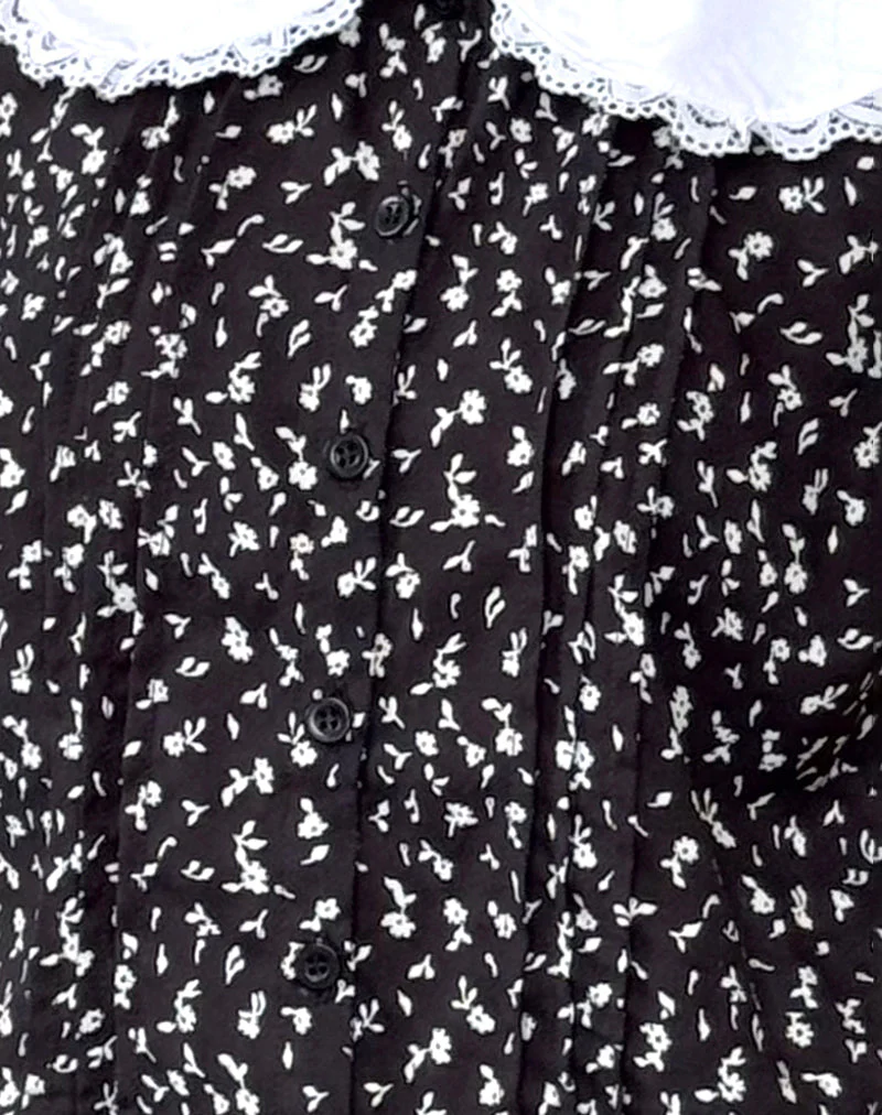 Jisoya Bluse in Schwarz Ditsy Romance - Image 6