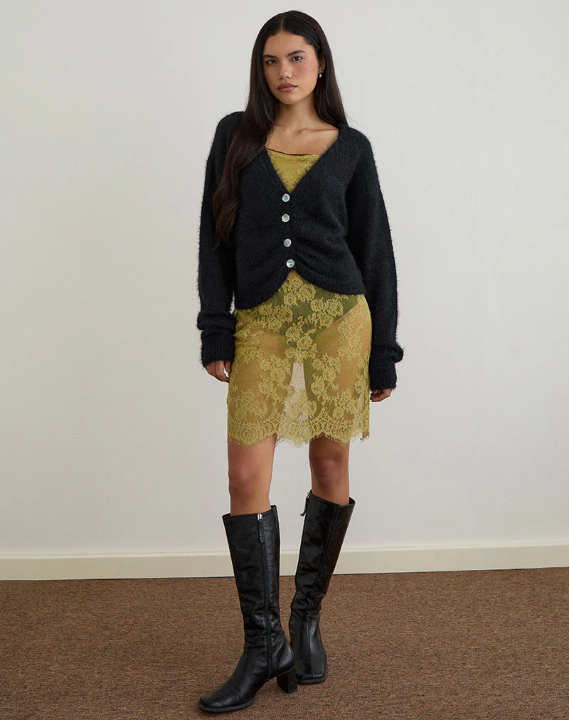 Jiyo Geraffte Strickjacke aus Strick Schwarz - Image 2