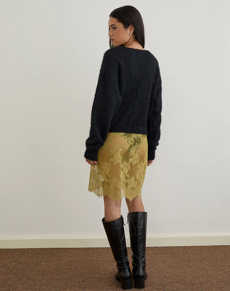 Jiyo Geraffte Strickjacke aus Strick Schwarz - Image 5