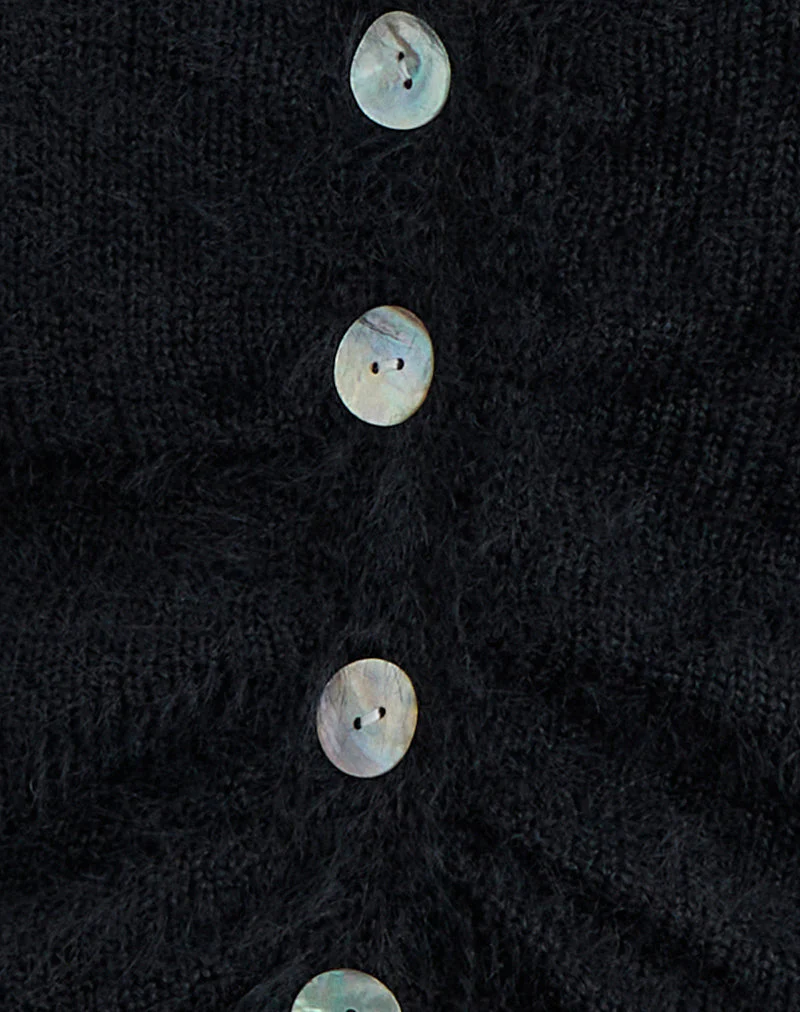 Jiyo Geraffte Strickjacke aus Strick Schwarz - Image 6