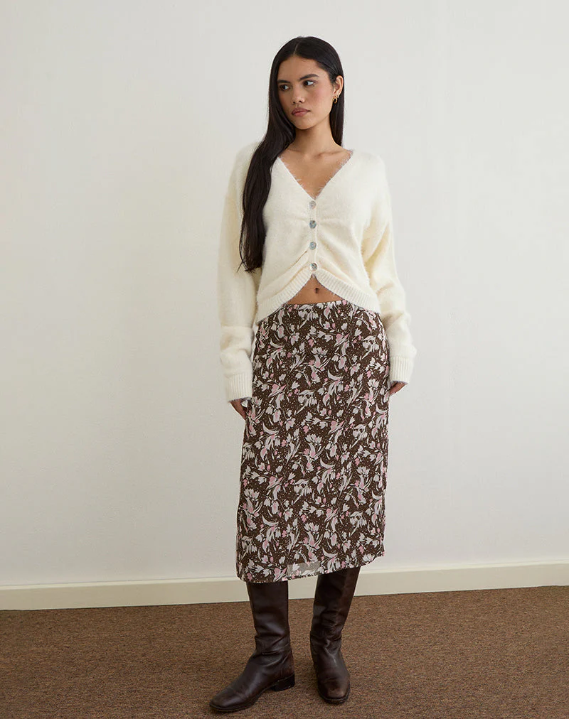 Jiyo Geraffte Strickjacke in Elfenbein - Image 4