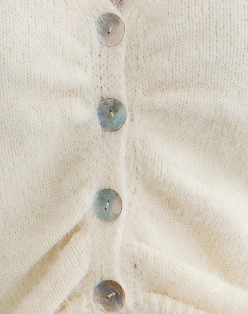 Jiyo Geraffte Strickjacke in Elfenbein - Image 6