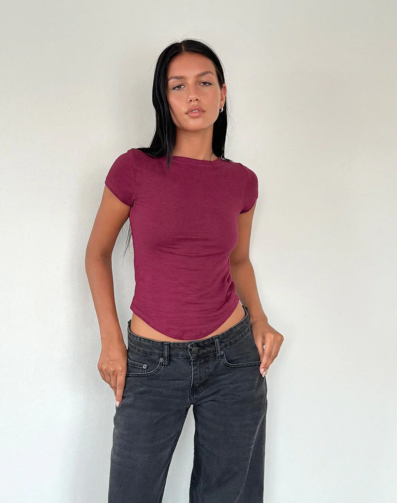 Jojes Jersey Tee in Burgunderrot