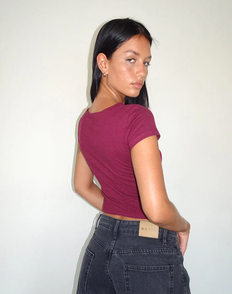 Jojes Jersey Tee in Burgunderrot - Image 4