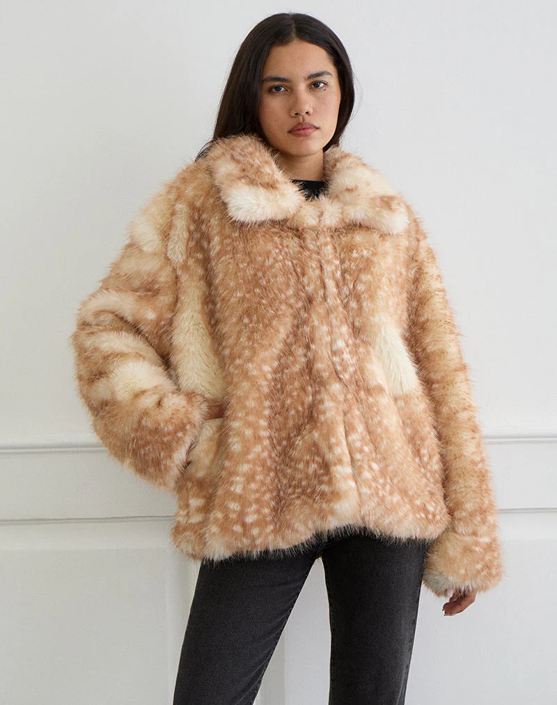 Joji Jacke in Beige mit Bambi-Print