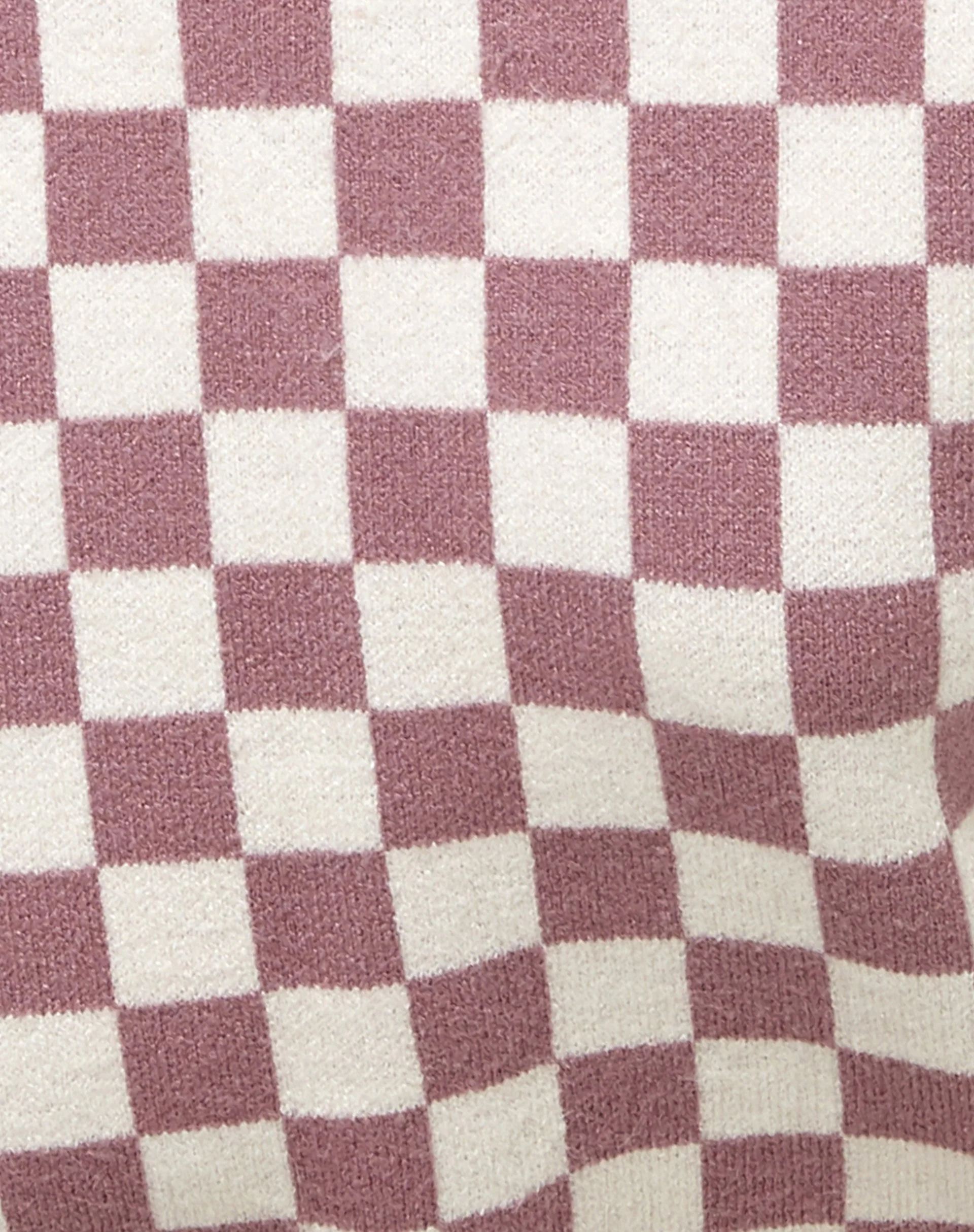 Joker-Westenoberteil aus Strickkaro lila-creme - Image 6