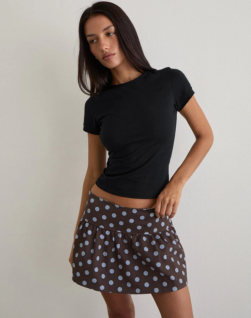 Jolea Plissee-Minirock in Mono Polka Brown - Image 2