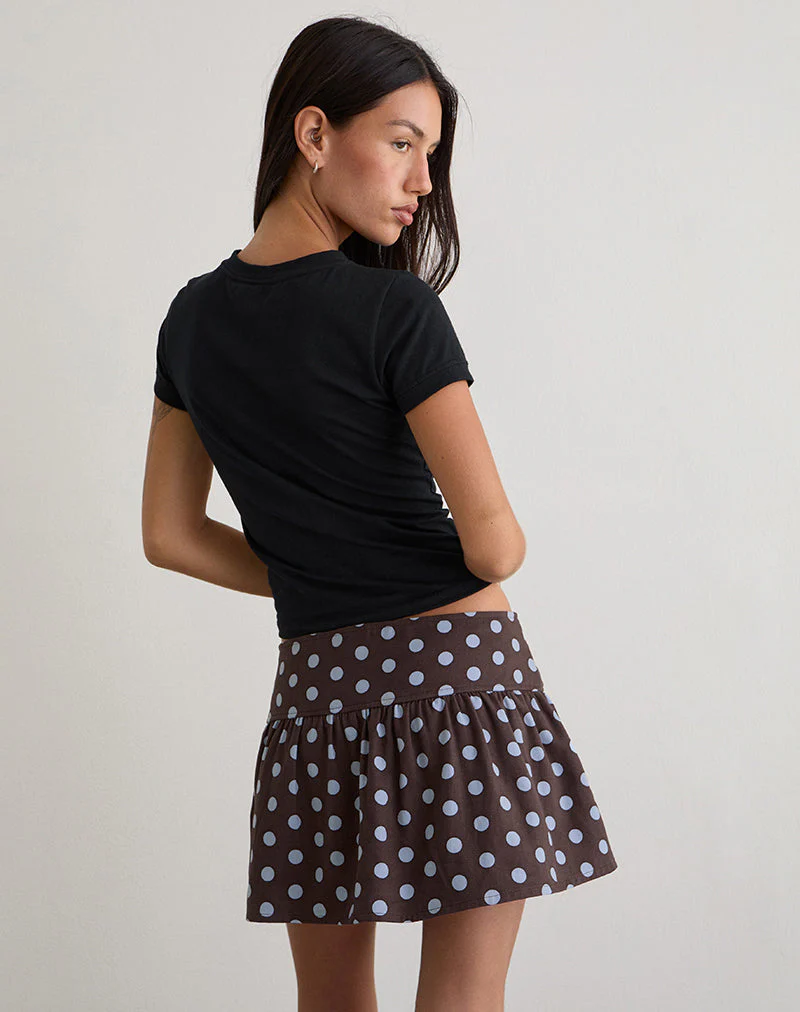 Jolea Plissee-Minirock in Mono Polka Brown - Image 5