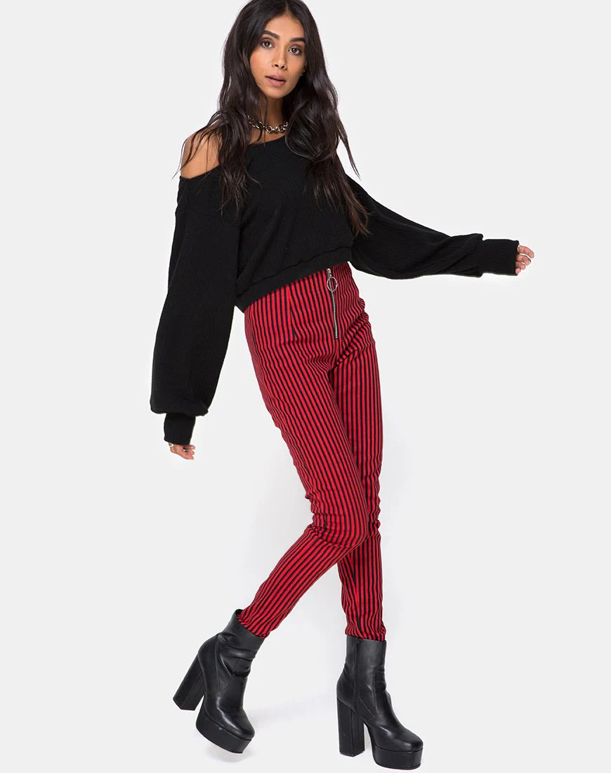 Jolim-Hose mit Ministreifen in Rot und Schwarz - Image 3