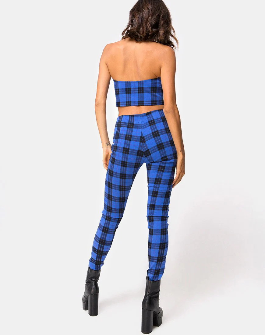 Jolim Konisch zulaufende Hose in Tartan Blau - Image 2
