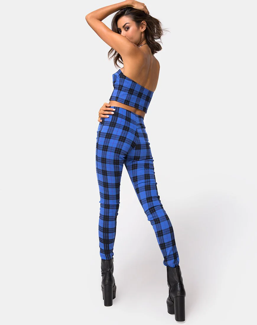 Jolim Konisch zulaufende Hose in Tartan Blau - Image 4