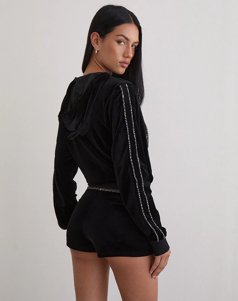 Jona Hoodie in Schwarz mit Leopardenmuster - Image 5