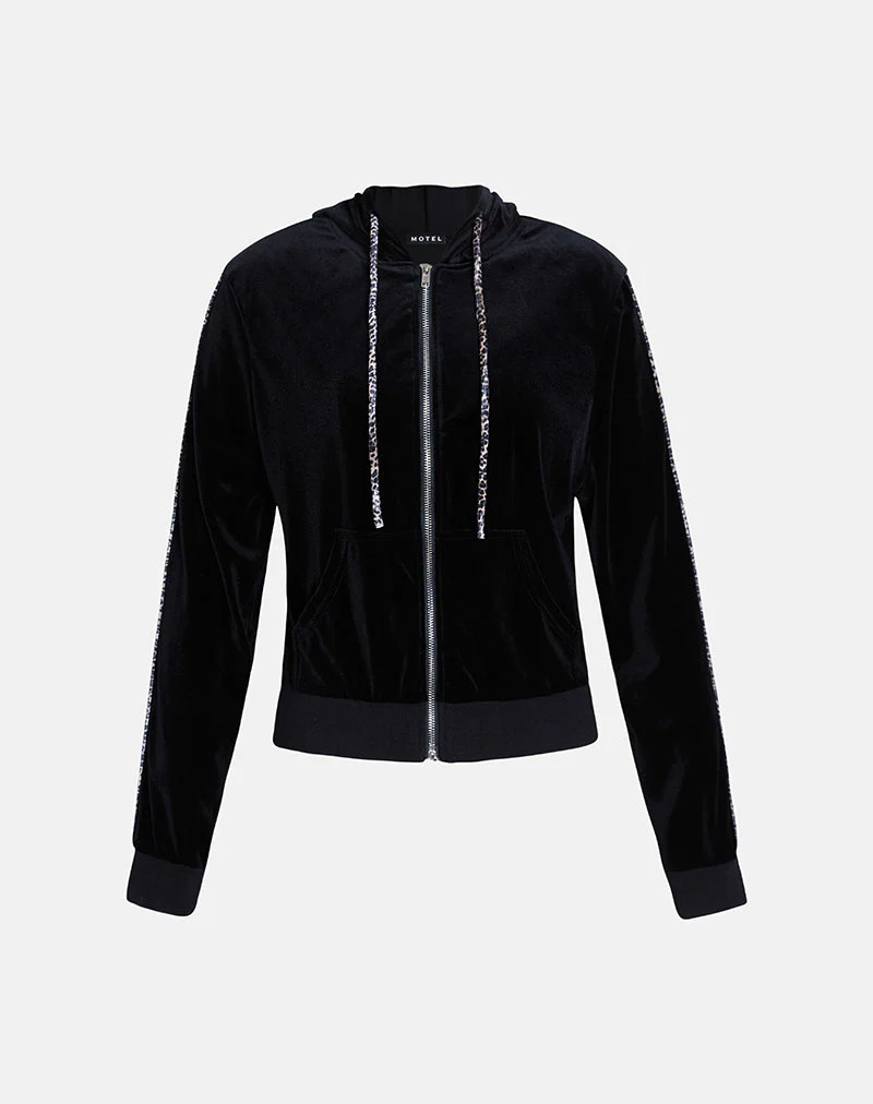 Jona Hoodie in Schwarz mit Leopardenmuster - Image 6