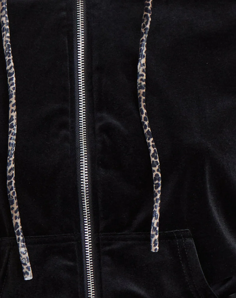 Jona Hoodie in Schwarz mit Leopardenmuster - Image 7