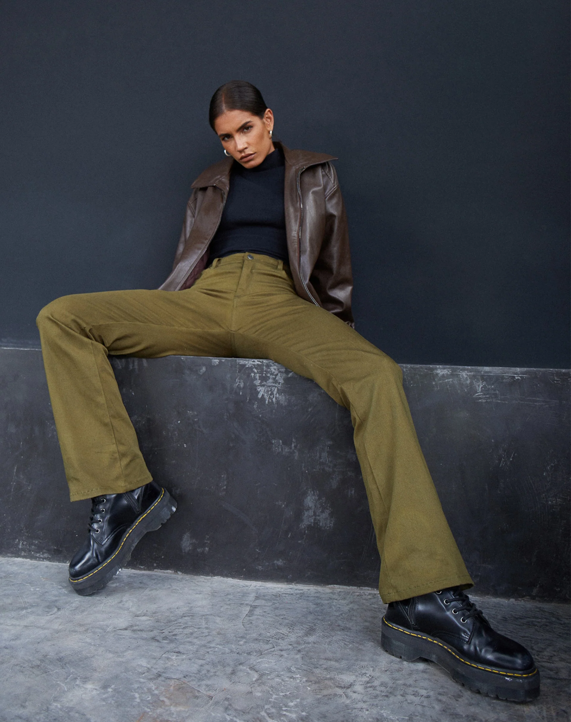 Jopan-Hose aus Twill dunkeloliv