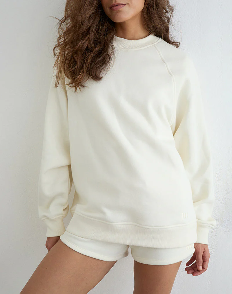 Jorai Sweater in Winter White with Tonal M Embroidery - Image 2