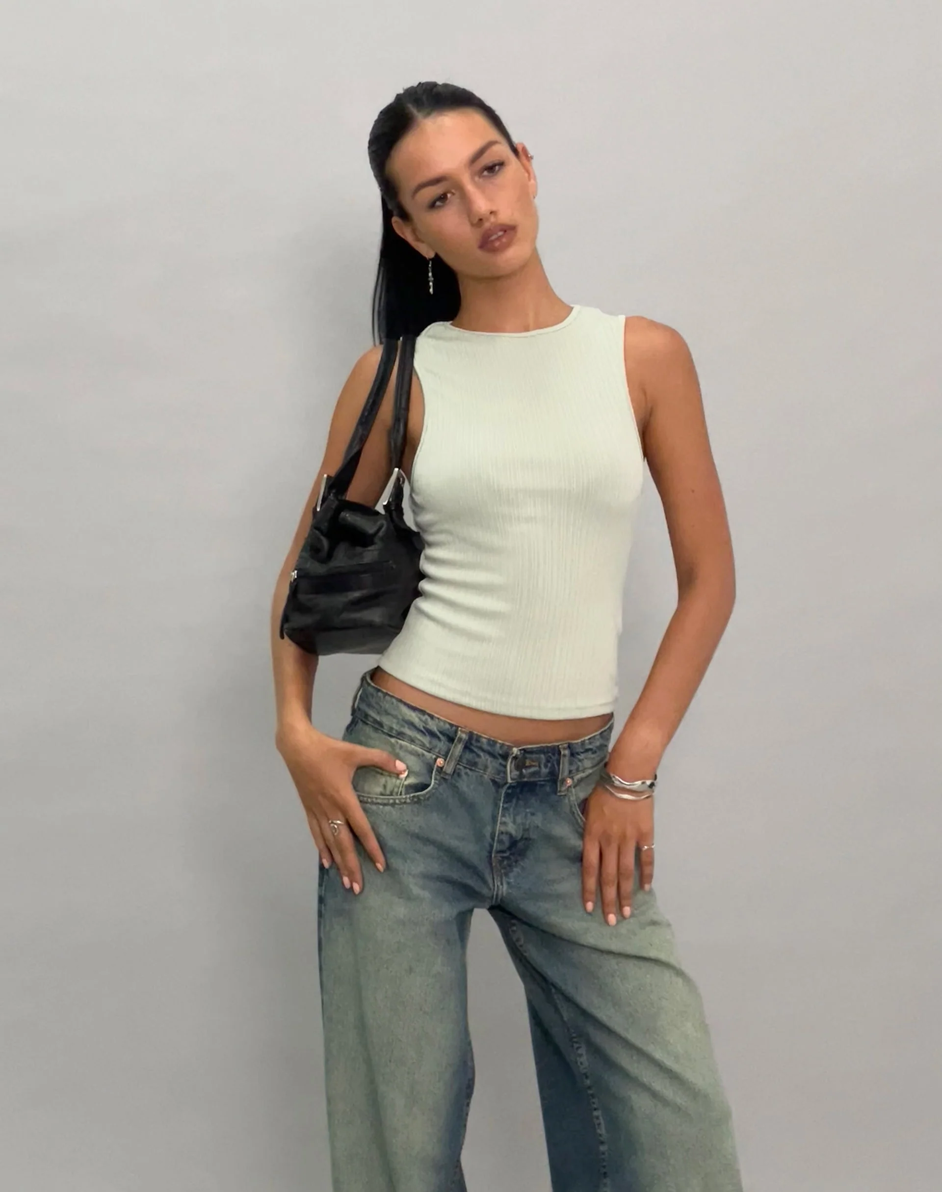 Jordin Hochgeschlossenes Jersey-Top aus geripptem Mint - Image 3