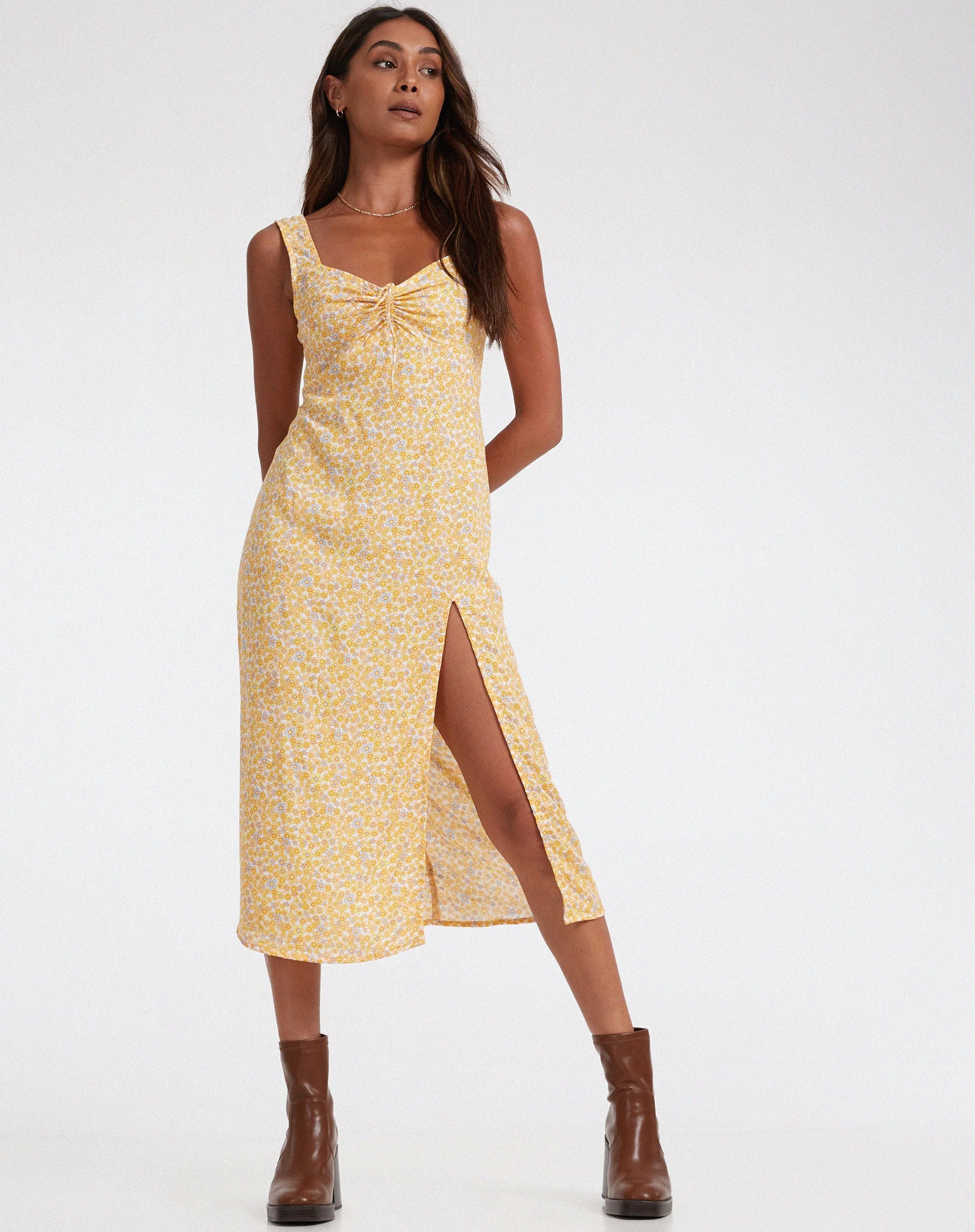 Jorie Midikleid in Flower Garden Gelb - Image 5
