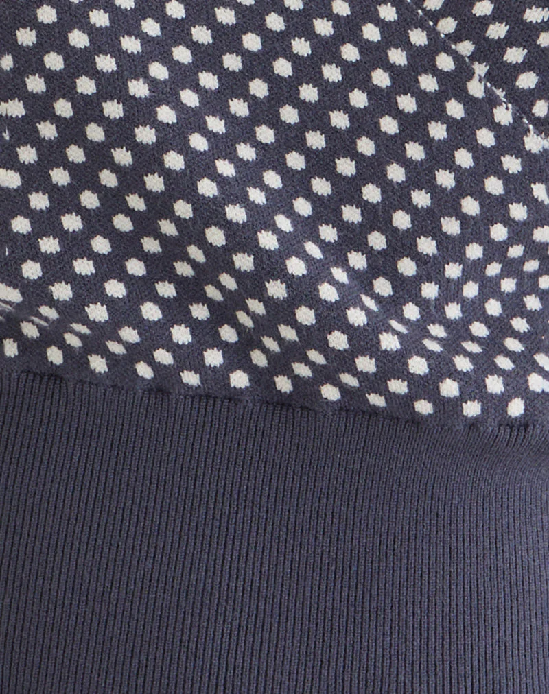 Josina Top aus kompaktem Strick mit grauen und elfenbeinfarbenen Punkten - Image 6