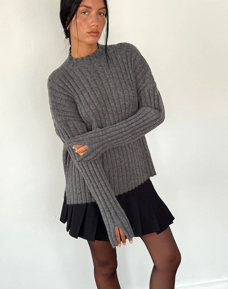 Judah Übergroßer Pullover aus klobigem Rippenstrick in Anthrazit - Image 2
